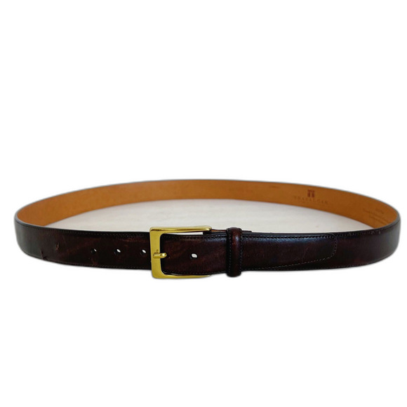 Trafalgar Men's Brown Leather Belt Brass Buckle Gold Size 38 - Picture 8 of 8